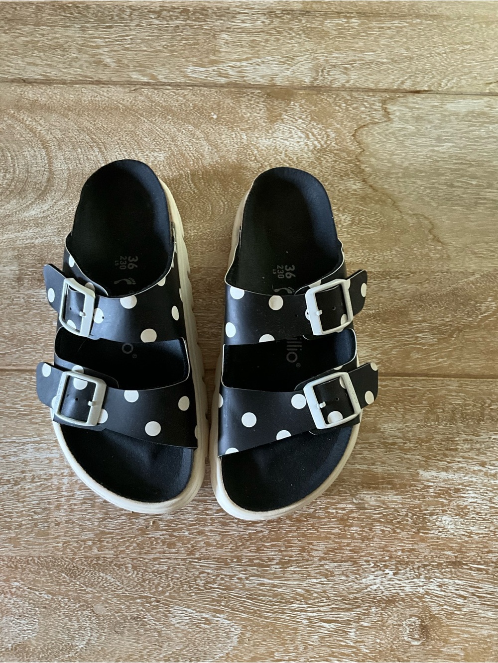 Birkenstock Papillio Arizona Chunky Black White Dots